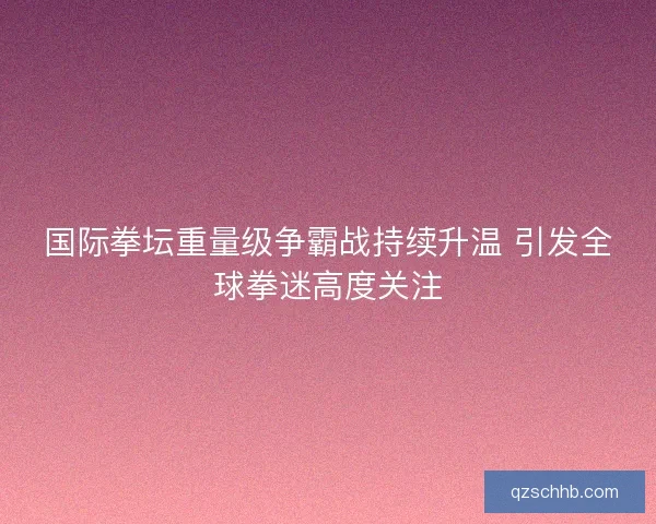 国际拳坛重量级争霸战持续升温 引发全球拳迷高度关注